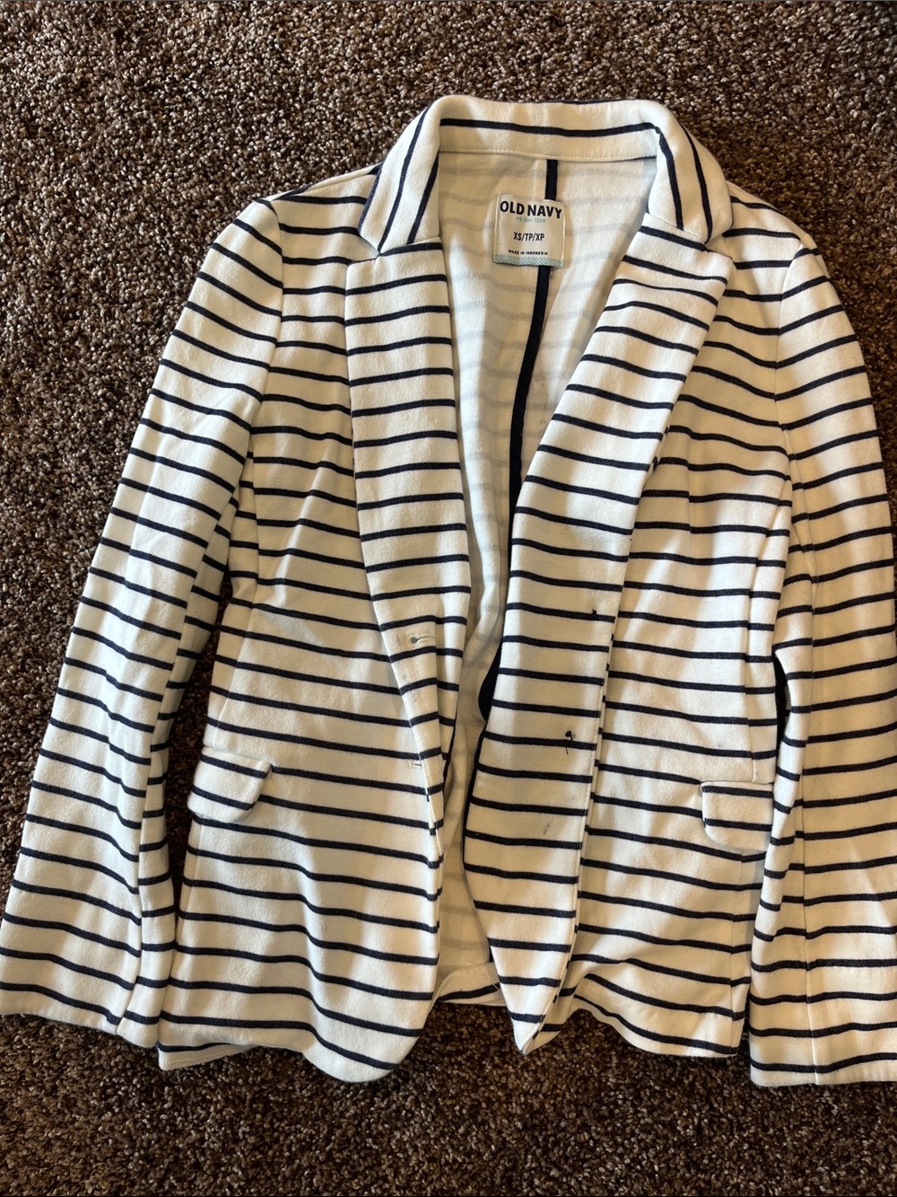 Old Navy Cream and Navy Striped Women’s Blazer